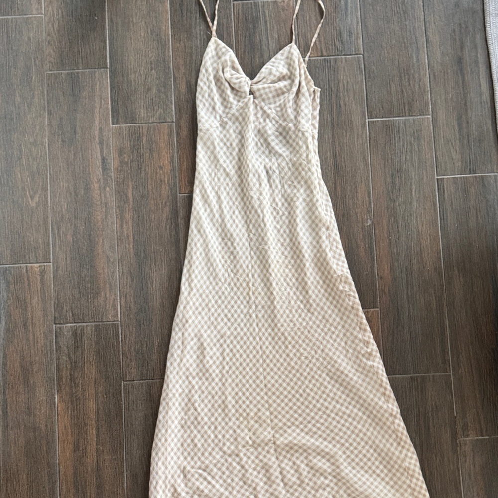 INTERMIX size 0 White and Cream Gingham long dress